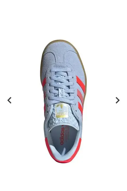 Adidas Gazelle Bold Kids Clear Sky / Solar Red / Gold Metallic in size 5. New!
